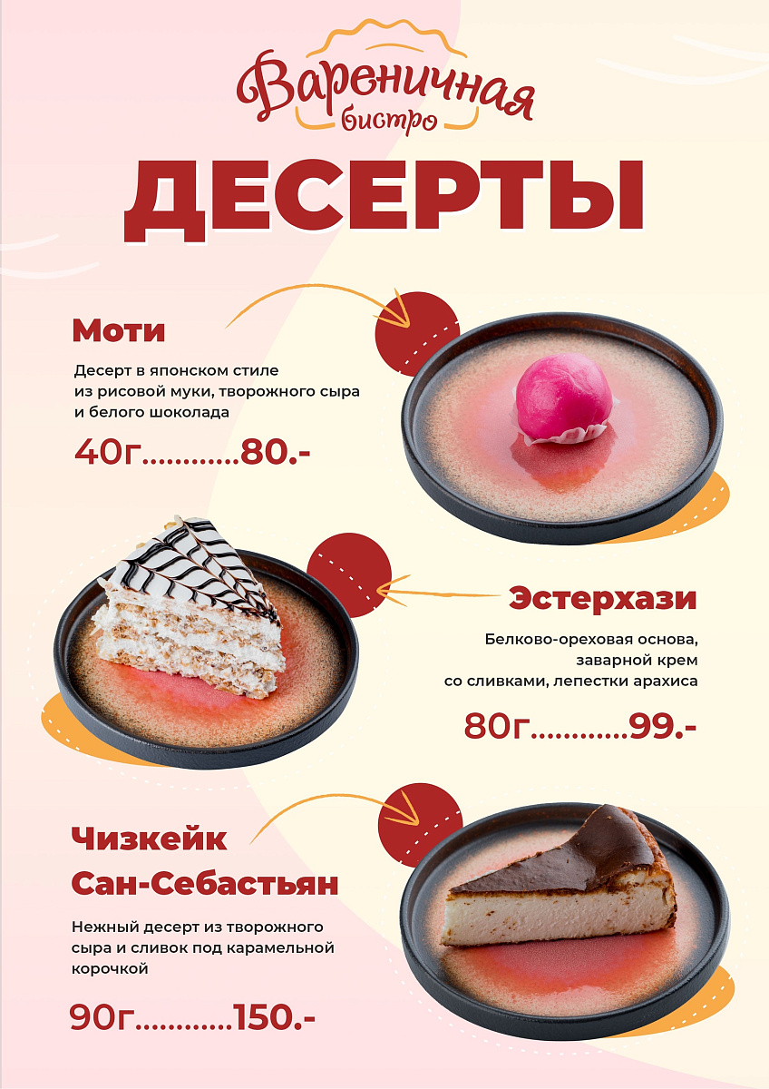 Десерты в Вареничной
